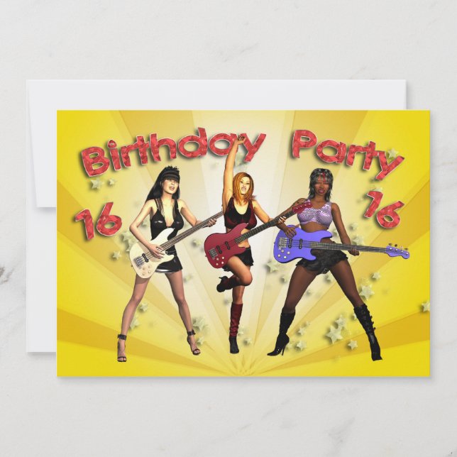 16.ª invitación a la fiesta de cumpleaños con una  (Anverso)