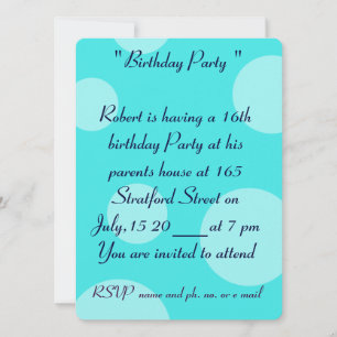 16.ª Invitación a la tarjeta de cumpleaños