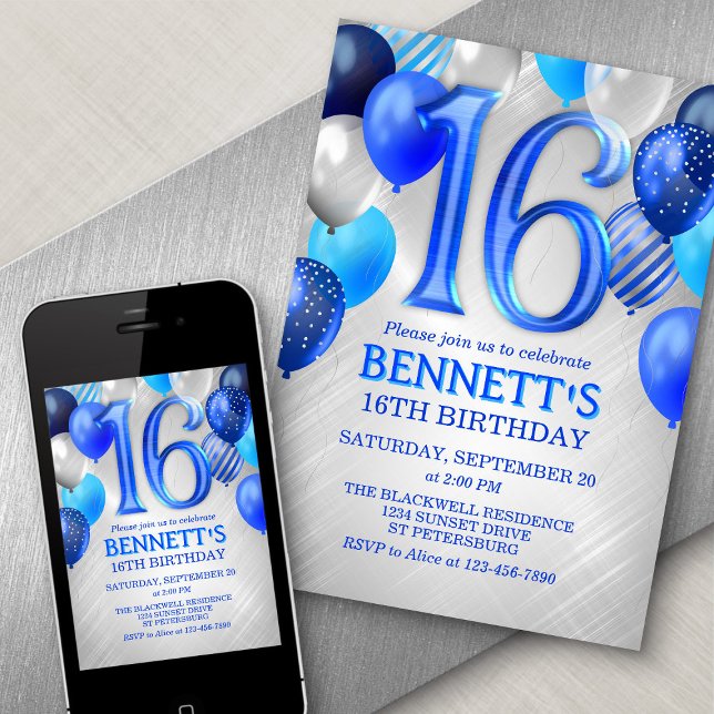 16.ª Invitación al cumpleaños azul (Subido por el creador)