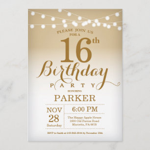 16.ª invitación de cumpleaños Iluminación de cuerd