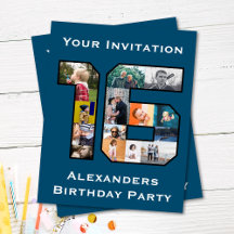 16.ª Invitación fotográfica de cumpleaños