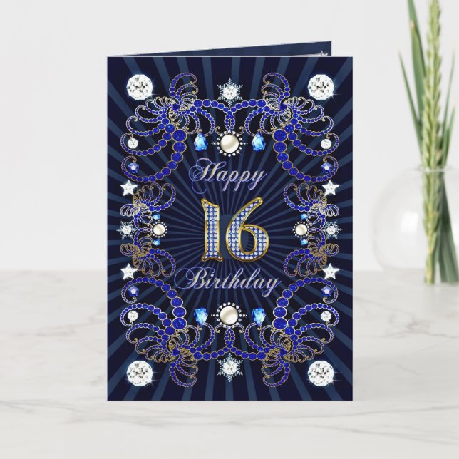 16.ª tarjeta de cumpleaños con masas de joyas (Anverso)
