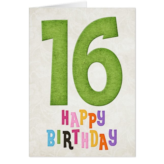 16.ª Tarjeta de cumpleaños feliz diseño 3 (Frente)