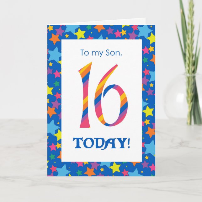 16.ª tarjeta de cumpleaños para el hijo, las rayas (Anverso)