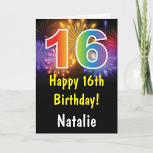 16.ª tarjeta de cumpleaños para fuegos arcoiris co