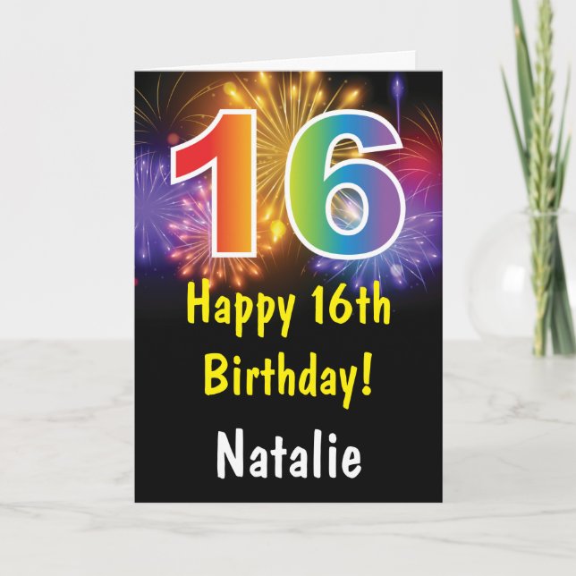 16.ª tarjeta de cumpleaños para fuegos artificiale (Anverso)