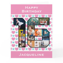 16.ª tarjeta de foto de cumpleaños