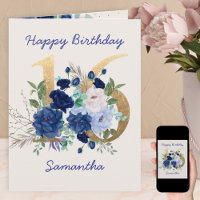 16.ª Tarjeta Personalizada Floral Número 16 de Cum