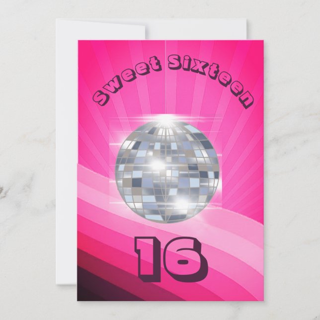 16.º cumpleaños Disco Dance Música Invitación Rosa (Anverso)