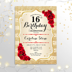 16.º cumpleaños - Invitación de Rosas de bandas de