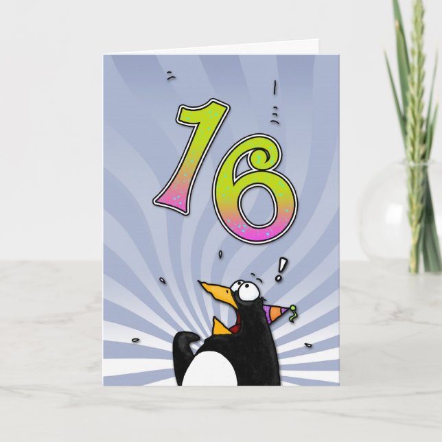16.º cumpleaños - Tarjeta de sorpresa para pingüin (Anverso)