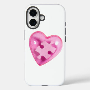 16 Autism Awareness Pink Heart iPhone funda celular