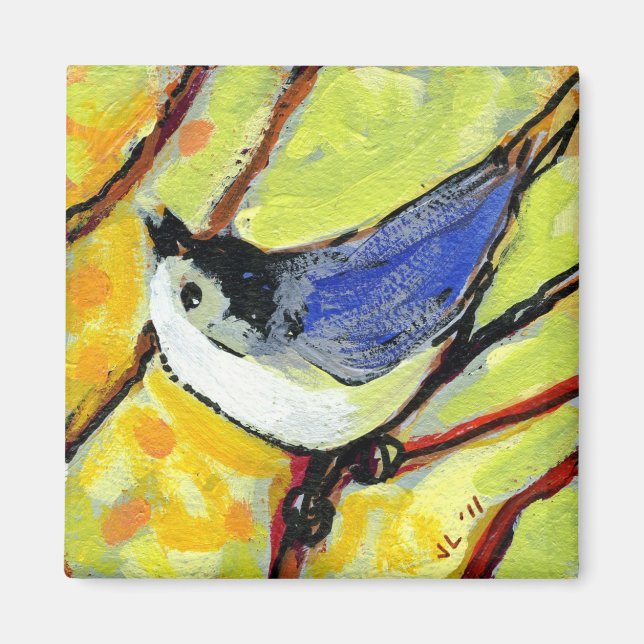 16 aves, no 6 - imán cuadrado (Frente)