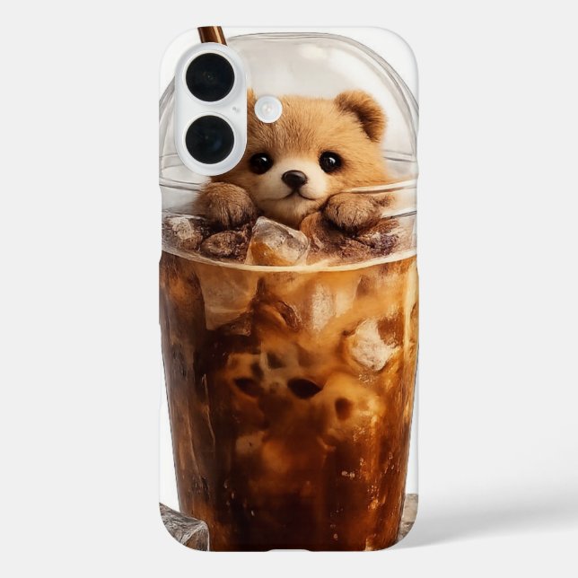 16 Cute Bear Coffee Funda para iPhone | Animal Estéti (Reverso )
