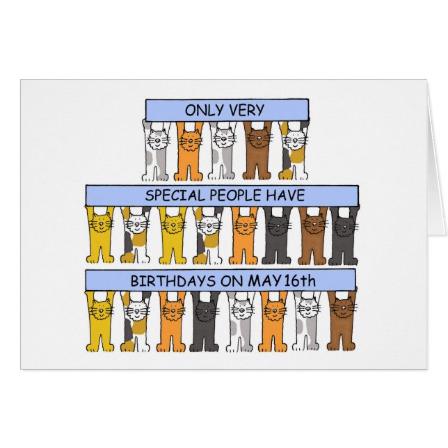 16 de mayo Gatos Personalizados de cumpleaños (Anverso (Horizontal))