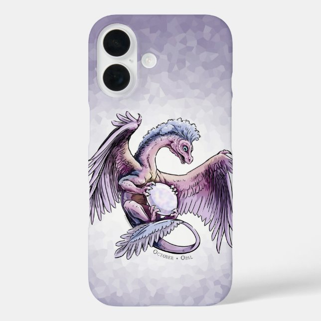 16 Dragón de Birthstone de octubre: iPhone Opal Funda (Reverso )