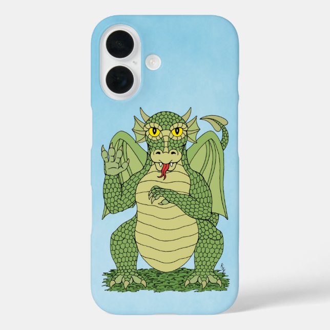 16 Estuche Cute Green Dragon para iPhone Funda Mate (Reverso )