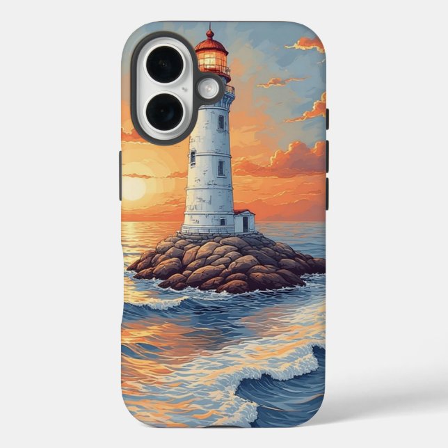 16 Faro paisaje marino funda para iPhone / iPad (Reverso )