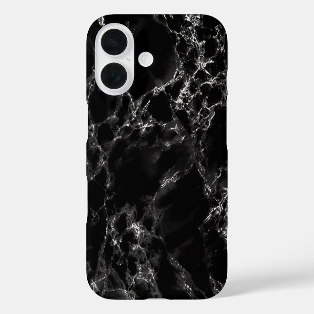 16 Funda de iPhone de mármol negro falso (Reverso )