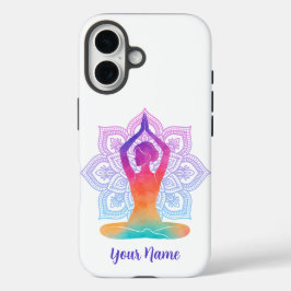 16 Funda de iPhone Mandala Yoga con Nombre Personaliz