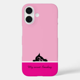 16 Funda de iPhone rosa con diseño de gatito adorable