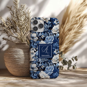 16 Funda de lujo para iPhone azul marino elegante con