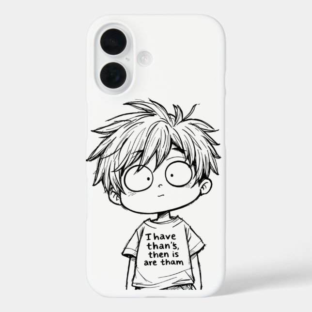16 Funda divertida de Chibi Anime Boy para iPhone / i (Reverso )
