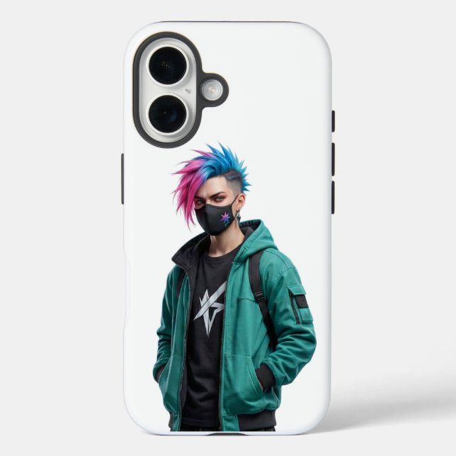 16 Funda para iPhone 15 con gráfico de chico anime cy (Reverso )
