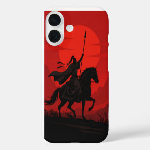 16 Funda para iPhone AI Warrior – Silueta del Sol Roj