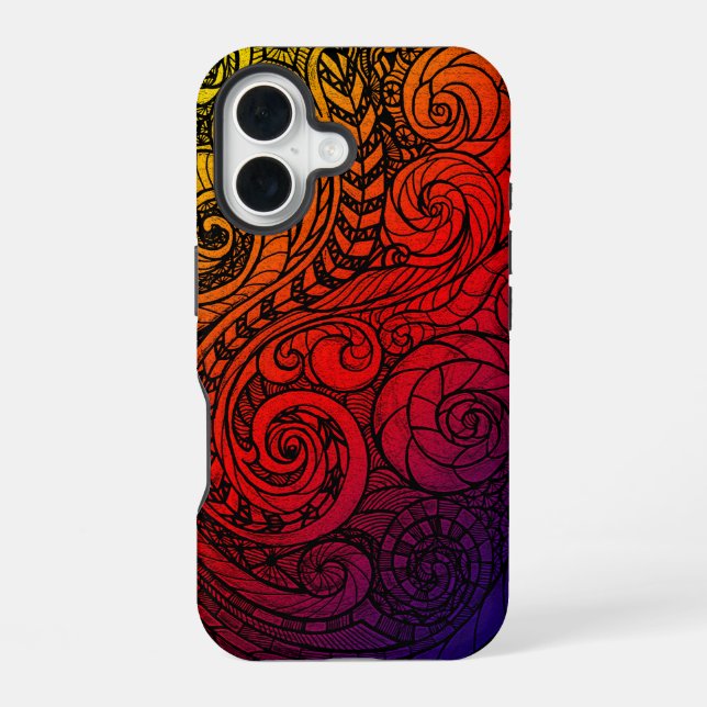 16 Funda para iPhone Bold Swirl Doodle (Reverso )