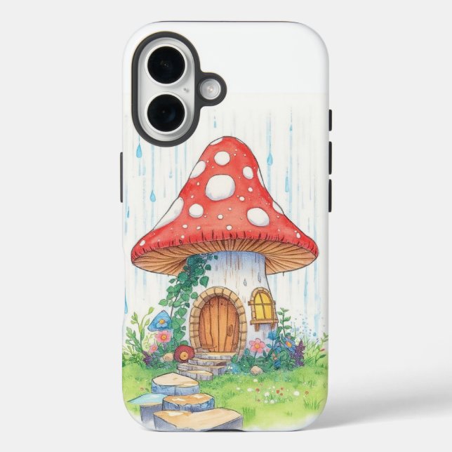 16 Funda para iPhone Casa de Hongos Adorable – Cabaña (Reverso )
