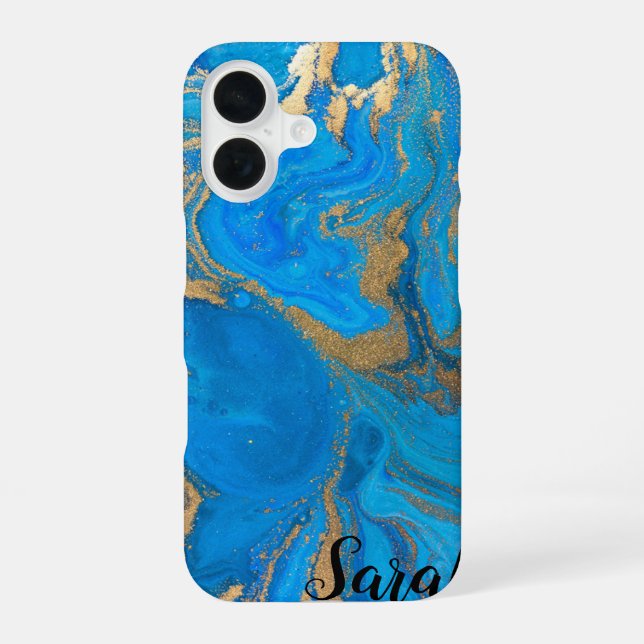 16 Funda para iPhone Case-Mate de mármol azul Cool Tr (Reverso )