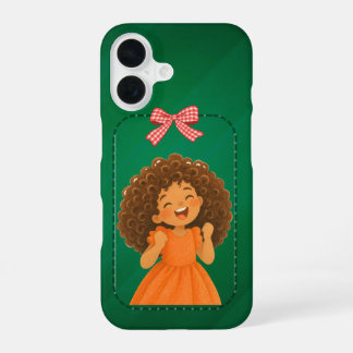 16 Funda para iPhone Chica de Pelo Rizado Feliz Navid