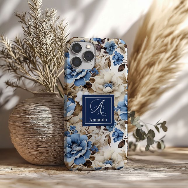 16 Funda para iPhone Clásica de Flores Azules y Blanc (Classic Blue and White Flowers iPhone Case Cover)