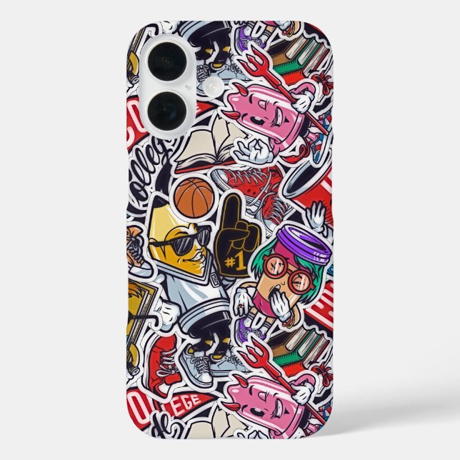 16 Funda para iPhone con explosión de pegatinas de di (Reverso )