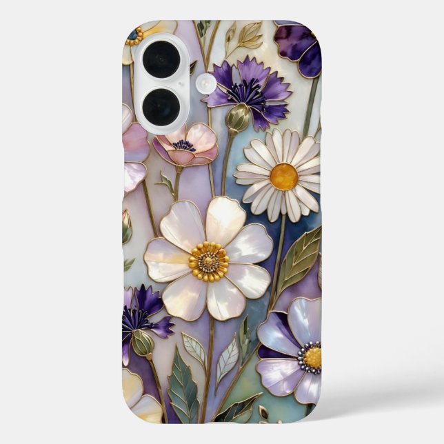 16 Funda para iPhone con flores moradas y patrón flor (Reverso )