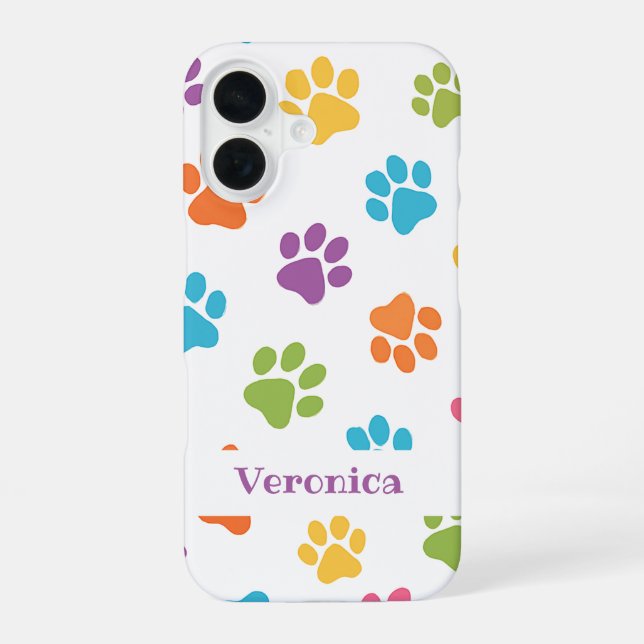 16 Funda para iPhone con Huella de Pata Personalizada (Reverso )