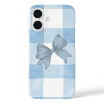 Funda para iPhone con lazo de cuadros azules adora