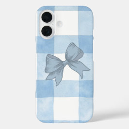 16 Funda para iPhone con lazo de cuadros azules adora