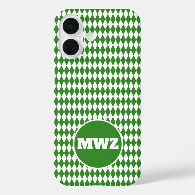 16 Funda para iPhone con Monograma de Diamante Verde (Reverso )