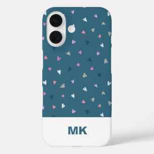 16 Funda para iPhone con Monograma Modern Hearts