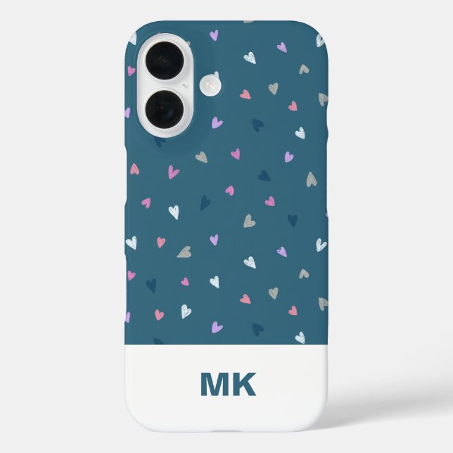 16 Funda para iPhone con Monograma Modern Hearts (Reverso )