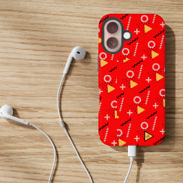 16 Funda para iPhone con Monograma Rojo Memphis Case-