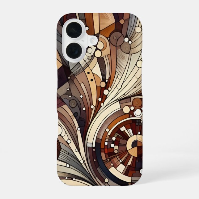 16 Funda para iPhone con patrón abstracto marrón delg (Reverso )