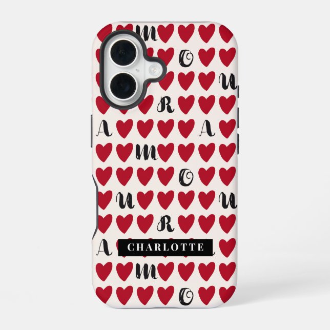 16 Funda para iphone con patrón de corazón dulce de e (Reverso )