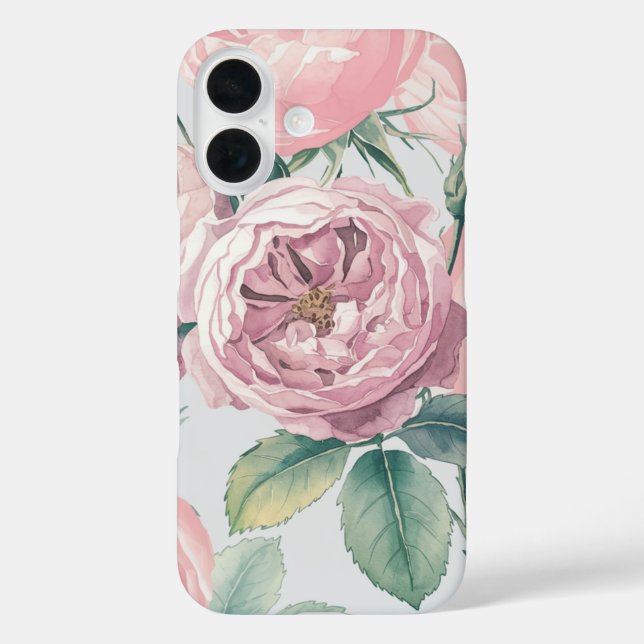 16 Funda para iPhone con patrón de rosas acuarela fra (Reverso )