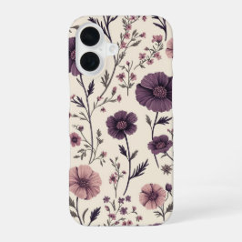 16 Funda para iPhone con patrón floral morado vintage
