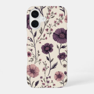 16 Funda para iPhone con patrón floral morado vintage