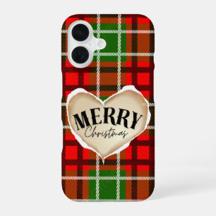 16 Funda para iPhone Corazón Cuadros Rojos Navidad