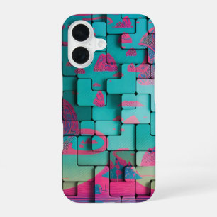 16 Funda para iphone de abstracción geométrica neón